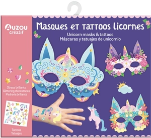 Masques et tattoos licornes. Unicorn masks & tattoos. Mascaras y tatuajes de unicornio - Ophélie Ortal