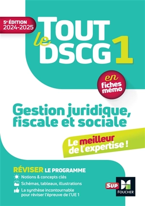 Tout le DSCG 1, gestion juridique, fiscale et sociale : en fiches mémo : 2024-2025