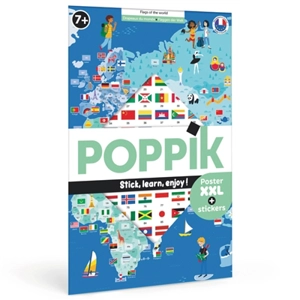 Poppik : Les drapeaux du monde : 1 poster + 200 stickers repositionnables