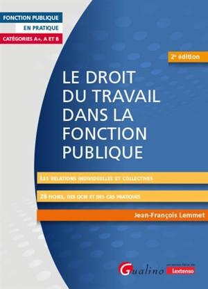 Le droit du travail dans la fonction publique : catégories A+, A et B : les relations individuelles et collectives, 28 fiches, des QCM et des cas pratiques - Jean-François Lemmet