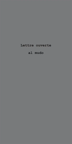 Lettre ouverte : al mudo - Sandrine Stamatakis