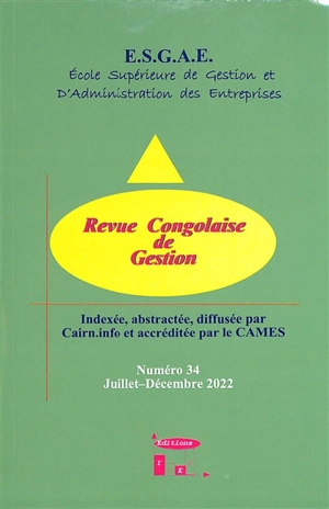 Revue congolaise de gestion, n° 34