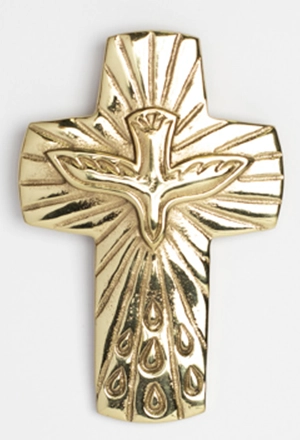 Croix murale colombe et sept dons de l'Esprit Saint bronze - Partant