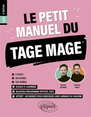 Le petit manuel du Tage Mage : nouveau programme officiel 2025 : 3 tests, 120 fiches, 720 vidéos - Joachim Pinto