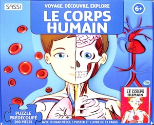 Voyage, découvre, explore. Le corps humain : puzzle prédécoupé 200 pièces avec 10 maxi pièces, 1 poster et 1 livre de 32 pages - Matteo Gaule