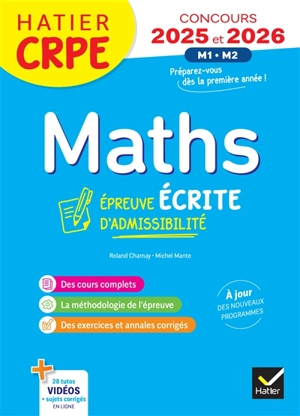 Mathématiques : épreuve disciplinaire : CRPE concours 2025 et 2026 M1, M2 - Roland Charnay