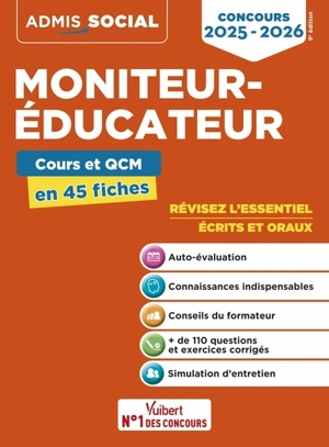 Moniteur-éducateur : cours et QCM en 45 fiches : concours 2025-2026 - Claude Charroin