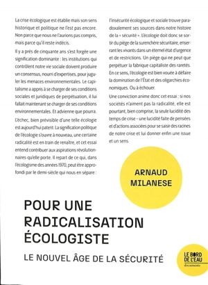 Pour une radicalisation écologiste : le nouvel âge de la sécurité - Arnaud Milanese