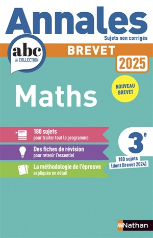 Maths 3e : annales 2025, sujets non corrigés : nouveau brevet - Carole Feugère