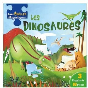 Les dinosaures : livre puzzles magnétiques : 3 puzzles de 16 pièces - Kasandra