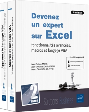 Devenez un expert sur Excel : fonctionnalités avancées, macros et langage VBA : coffret 2 livres - Jean-Emmanuel Chapartegui