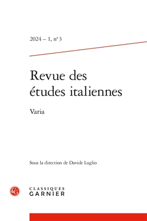 Revue des études italiennes, n° 3 (2024). Varia