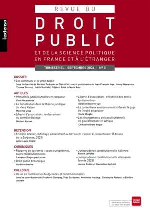 Revue du droit public et de la science politique en France et à l'étranger, hors série, n° 3 (2024). Les communs et le droit public