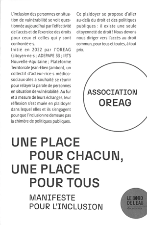 Une place pour chacun, une place pour tous : manifeste pour l'inclusion - Orientation et rééducation des enfants et des adolescents de la Gironde