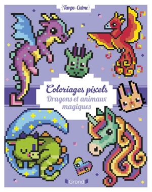 Coloriages pixels : Dragons et animaux magiques