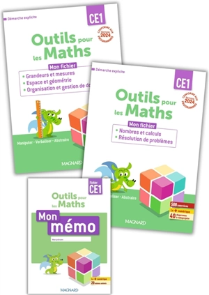 Outils pour les maths CE1 par domaine : 2 fichiers (nombre et calculs & géométrie) + mémo - Natacha Besset