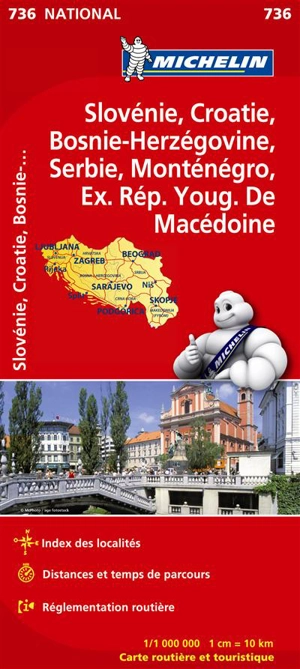CARTE NATIONALE SLOVENIE, CROATIE, BOSNIE-HERZEGOVINE, SERBIE, MONTENEGRO, EX. REP. YOUG. DE MACEDOI - Collectif