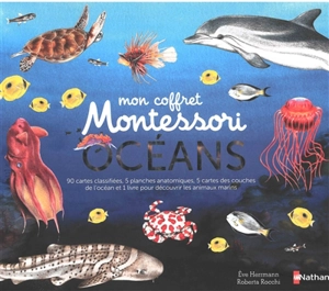 Océans : mon coffret Montessori : 90 cartes classifiées, 5 planches anatomiques, 5 cartes des couches de l'océan et 1 livre pour découvrir les animaux marins - Eve Herrmann