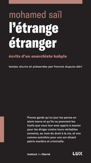 L'étrange étranger : Ecrits d'un anarchiste kabyle - Mohamed Saïl