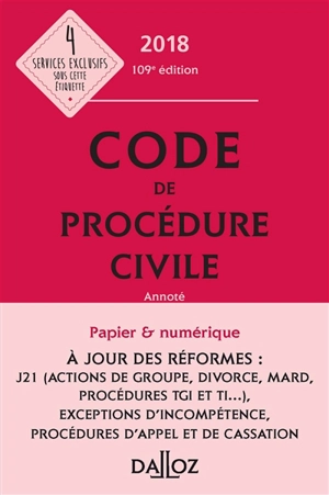 Code de procédure civile 2018, annoté