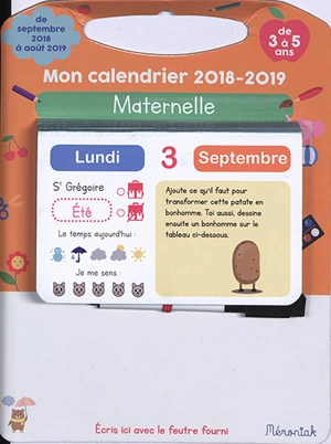 Mon calendrier 2018-2019 : maternelle - Emmanuelle Rocca-Poliméni