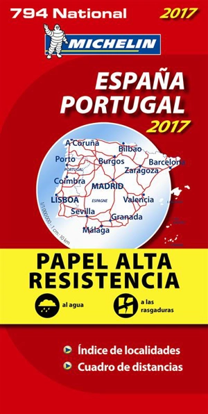 CARTE NATIONALE ESPANA, PORTUGAL 2017 - PAPEL ALTA RESISTENCIA / ESPAGNE, PORTUGAL 2017 - INDECHIRAB - Collectif