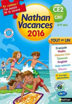 Nathan vacances 2016, du CE2 vers le CM1, 8-9 ans : tout en un