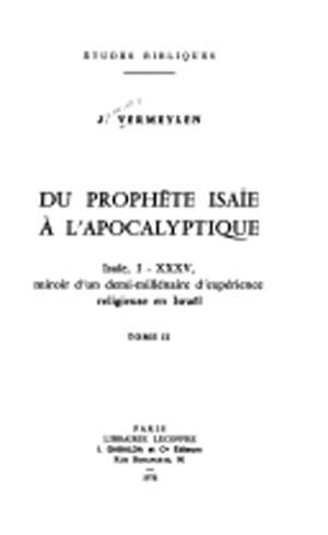 Du prophète Isaïe à l'Apocalypse - Jacques Vermeylen