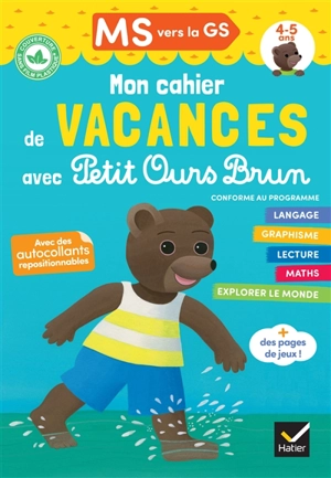 Mon cahier de vacances avec Petit Ours Brun, MS vers la GS, 4-5 ans : conforme au programme - Françoise Perraud