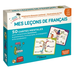 Mes leçons de français CP, CE1, CE2 : 50 cartes mentales pour comprendre facilement la grammaire, l'orthographe, la conjugaison et le vocabulaire ! - Stéphanie Eleaume-Lachaud