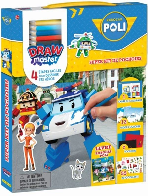 Drawmaster Robocar Poli : super kit de pochoirs : 4 étapes faciles pour dessiner tes héros - Anne Paradis