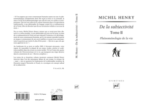 Phénoménologie de la vie. Vol. 2. De la subjectivité - Michel Henry