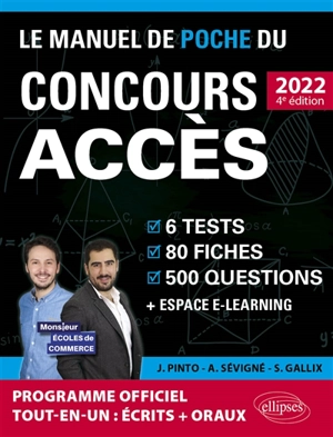 Le manuel de poche du concours Accès 2022 : 6 tests, 80 fiches, 500 questions + espace e-learning - Joachim Pinto