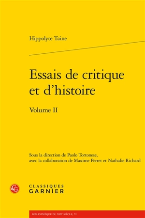 Essais de critique et d'histoire. Vol. 2 - Hippolyte-Adolphe Taine