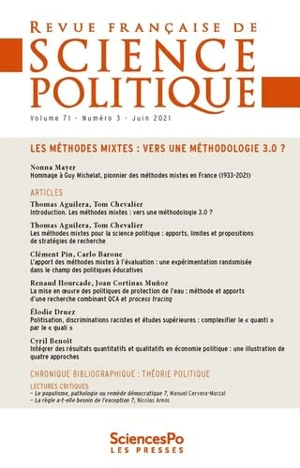 Revue française de science politique, n° 71-3. Les méthodes mixtes : vers une méthodologie 3.0 ? - Nonna Mayer