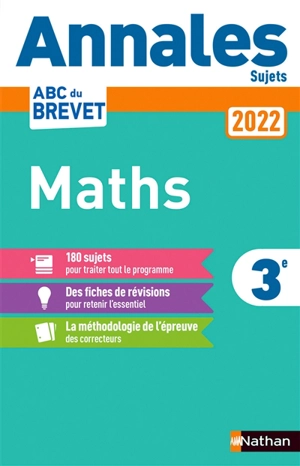 Maths 3e : annales 2022 - Carole Feugère