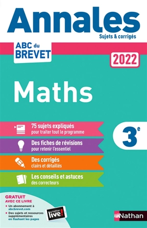 Maths 3e : annales 2022 - Carole Feugère