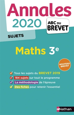 Maths 3e : annales 2020, sujets : nouveau brevet - Carole Feugère