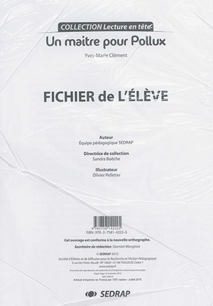 Un maître pour Pollux, Yves-Marie Clément : fichier de l'élève - Société d'édition et de diffusion pour la recherche et l'action pédagogique