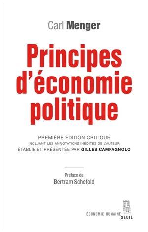 Principes d'économie politique - Carl Menger