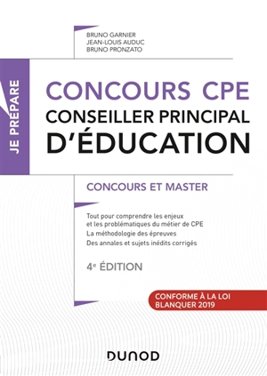 Concours CPE, conseiller principal d'éducation : concours et master - Bruno Garnier