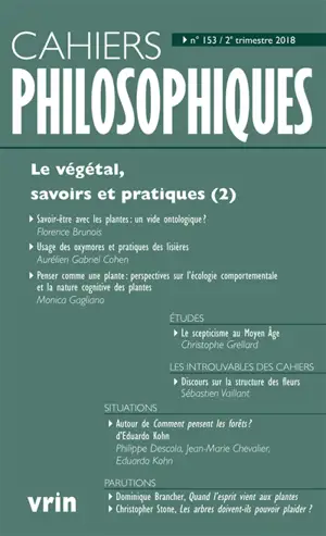 Cahiers philosophiques, n° 153. Le végétal, savoirs et pratiques (2)