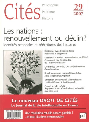 Cités, n° 29. Les nations : renouvellement ou déclin ? : identités nationales et réécriture des histoires