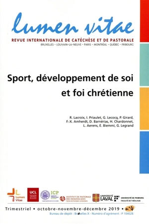 Lumen vitae, n° 4 (2019). Sport, développement de soi et foi chrétienne