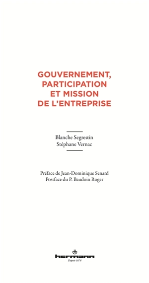 Gouvernement, participation et mission de l'entreprise - Blanche Segrestin